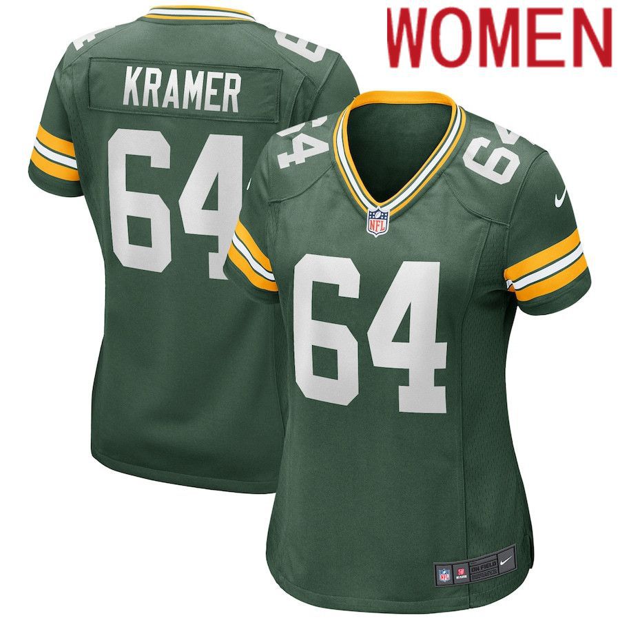 Women Green Bay Packers 64 Jerry Kramer Nike Green Game Retired Player NFL Jersey